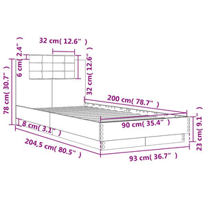 Bettgestell Sonoma-Eiche 90x200 cm