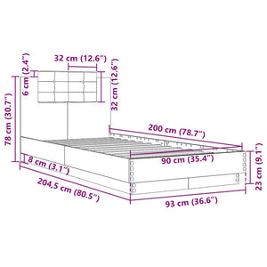 Bettgestell Betongrau 90x200 cm