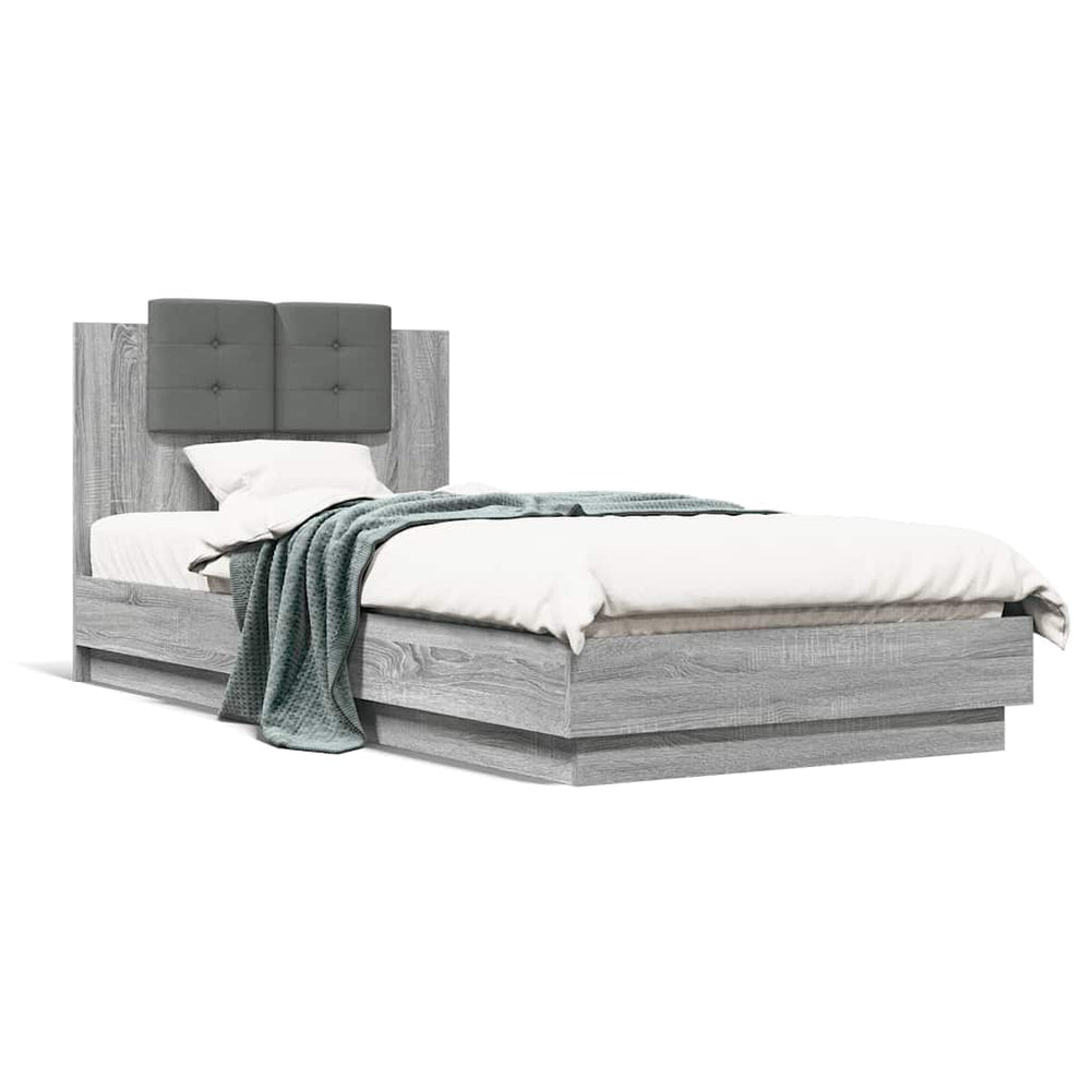Bettgestell 90x200 cm Grau Sonoma