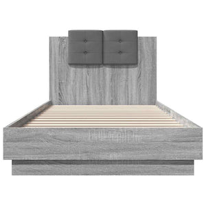 Bettgestell 90x200 cm Grau Sonoma