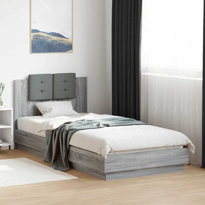 Bettgestell 90x200 cm Grau Sonoma