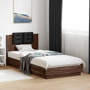 vidaXL Bed Frame with Headboard Brown Oak Effect 90x200 cm