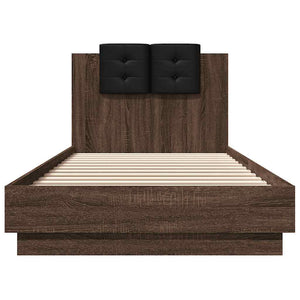 vidaXL Bed Frame with Headboard Brown Oak Effect 90x200 cm