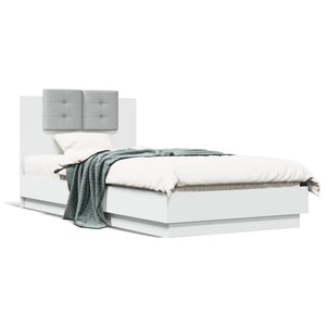 vidaXL Bed Frame with Headboard White 90x190 cm Engineered Wood