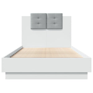 vidaXL Bed Frame with Headboard White 90x190 cm Engineered Wood