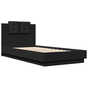 vidaXL Bed Frame with Headboard Black 90x190 cm Engineered Wood
