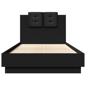 vidaXL Bed Frame with Headboard Black 90x190 cm Engineered Wood