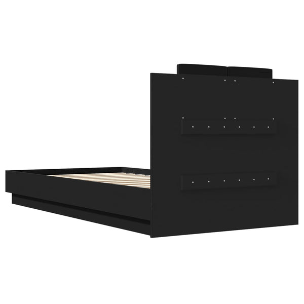 vidaXL Bed Frame with Headboard Black 90x190 cm Engineered Wood