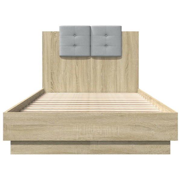 vidaXL Bed Frame with Headboard Sonoma Oak 90x190 cm Engineered Wood