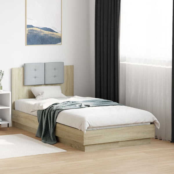 vidaXL Bed Frame with Headboard Sonoma Oak 90x190 cm Engineered Wood