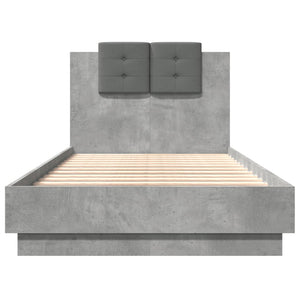 vidaXL Bed Frame with Headboard Concrete Grey 90x190 cm Engineered Wood