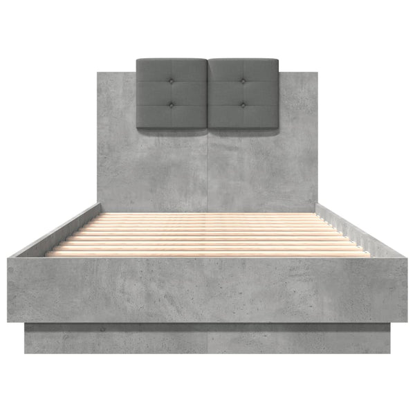 vidaXL Bed Frame with Headboard Concrete Grey 90x190 cm Engineered Wood