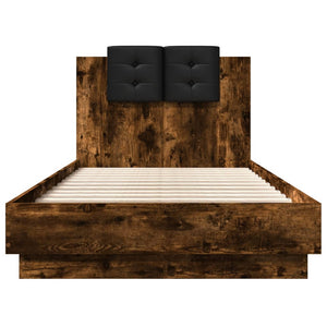 vidaXL Bed Frame with Headboard Smoked Oak 90x190 cm Engineered Wood