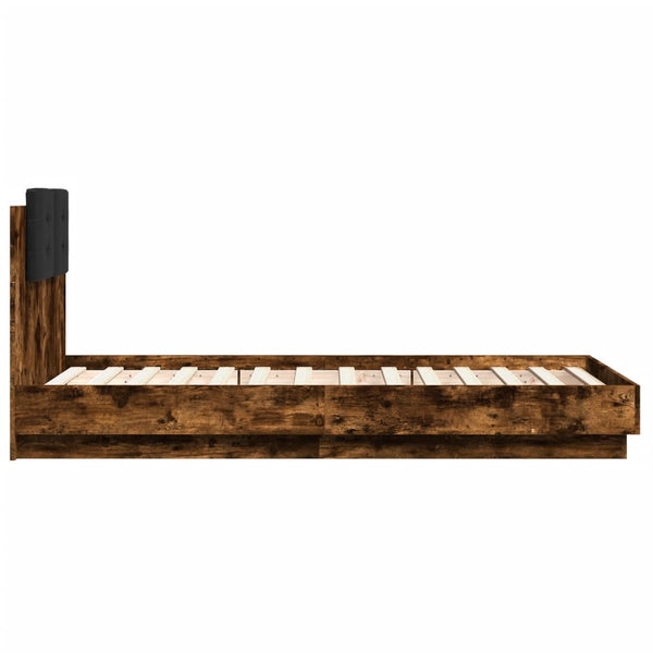 vidaXL Bed Frame with Headboard Smoked Oak 90x190 cm Engineered Wood
