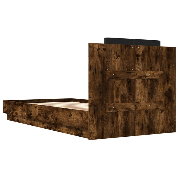 vidaXL Bed Frame with Headboard Smoked Oak 90x190 cm Engineered Wood