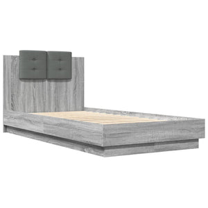 vidaXL Bed Frame with Headboard Gray Sonoma 90x190 cm Engineered Wood