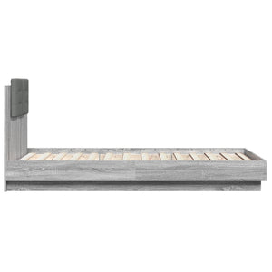 vidaXL Bed Frame with Headboard Gray Sonoma 90x190 cm Engineered Wood