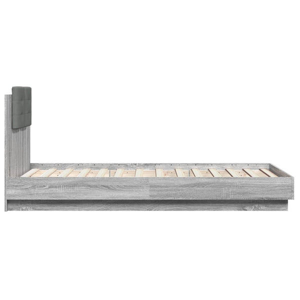 vidaXL Bed Frame with Headboard Gray Sonoma 90x190 cm Engineered Wood