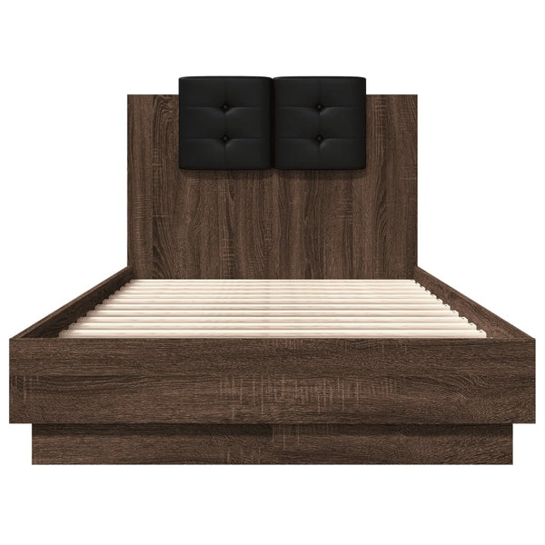 vidaXL Bed Frame with Headboard Brown Oak Effect 90x190 cm