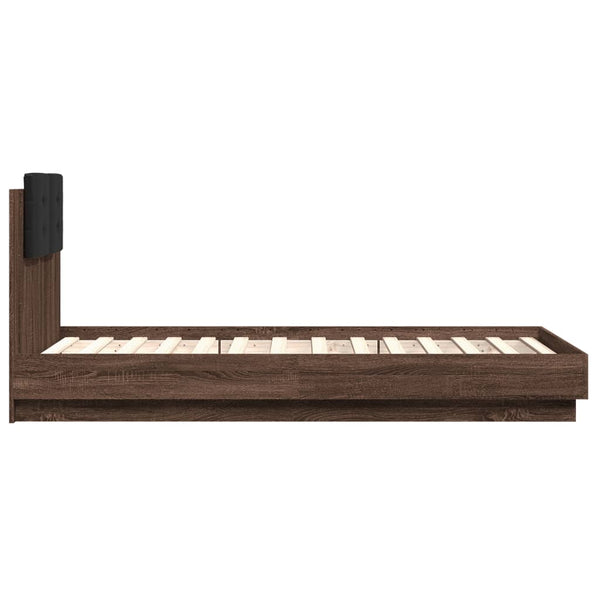 vidaXL Bed Frame with Headboard Brown Oak Effect 90x190 cm