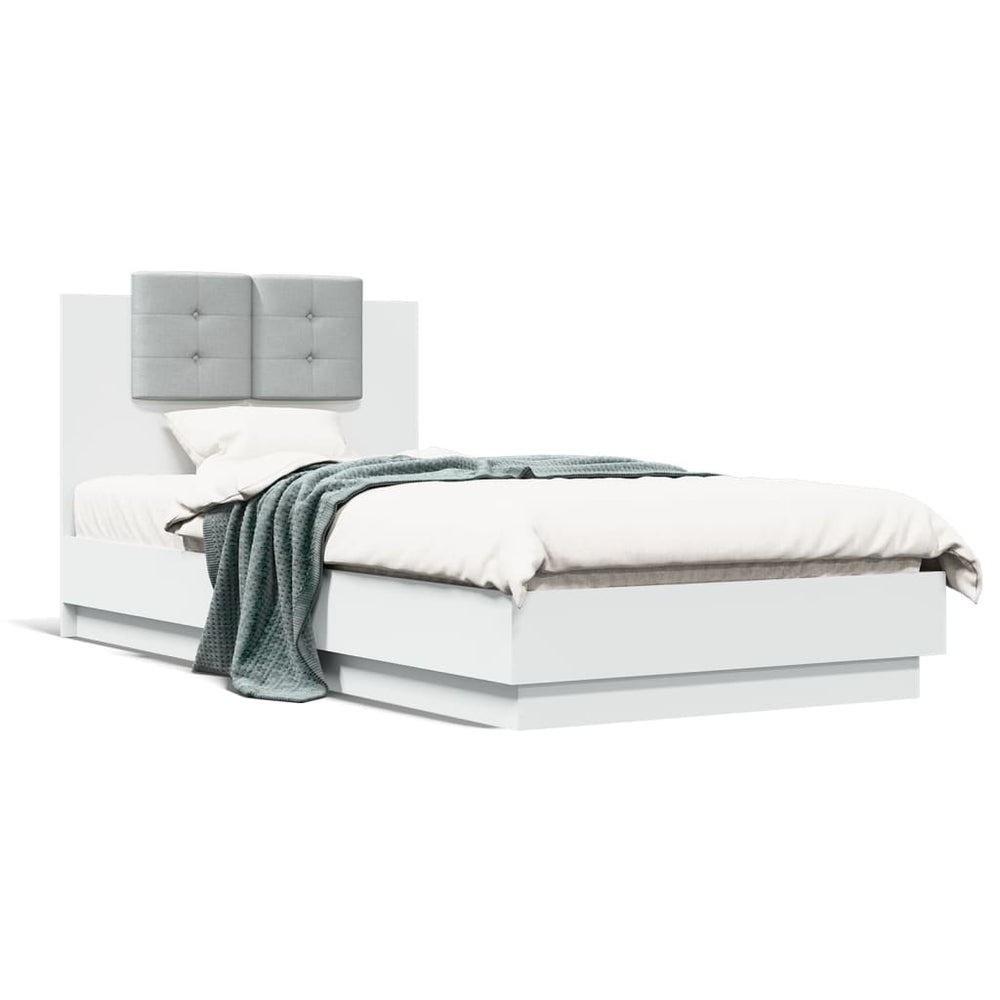 vidaXL Bed Frame with Headboard White 75x190 cm Engineered Wood