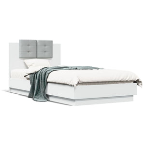 vidaXL Bed Frame with Headboard White 75x190 cm Engineered Wood