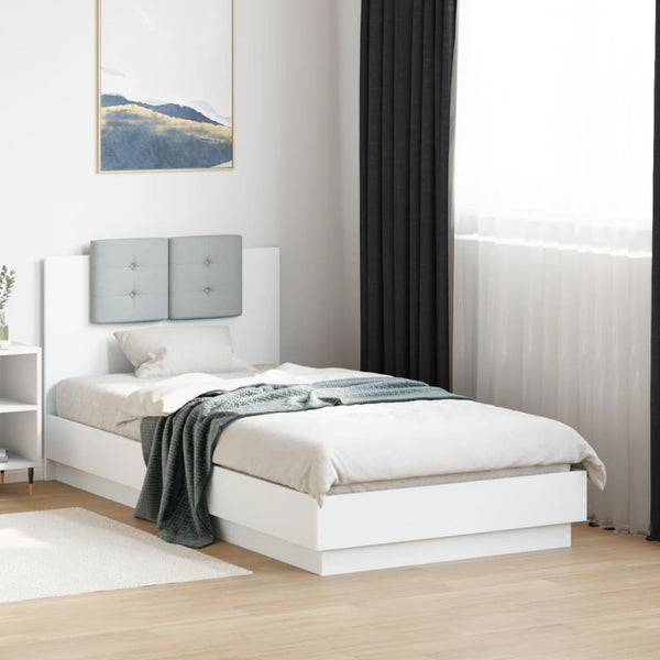 vidaXL Bed Frame with Headboard White 75x190 cm Engineered Wood