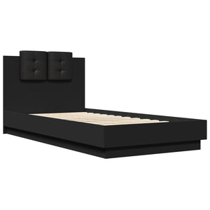 vidaXL Bed Frame with Headboard Black 75x190 cm Engineered Wood