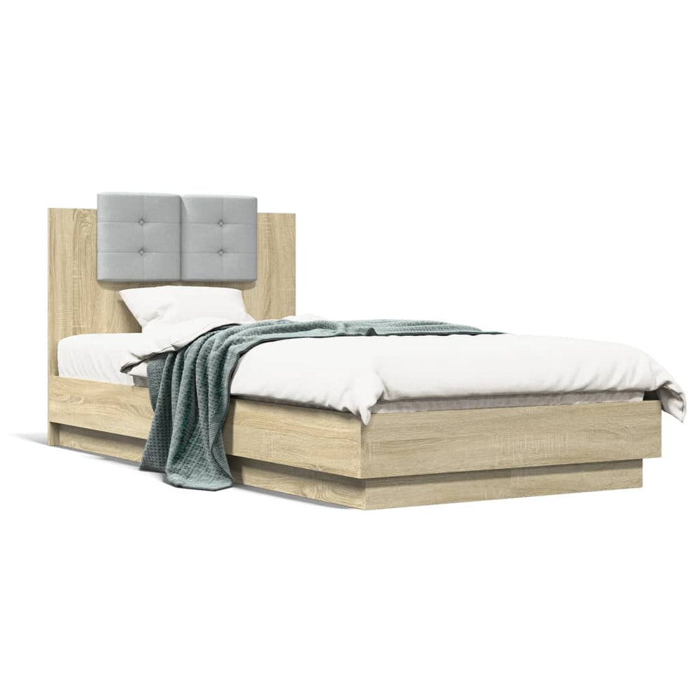vidaXL Bed Frame with Headboard Sonoma Oak 75x190 cm Engineered Wood
