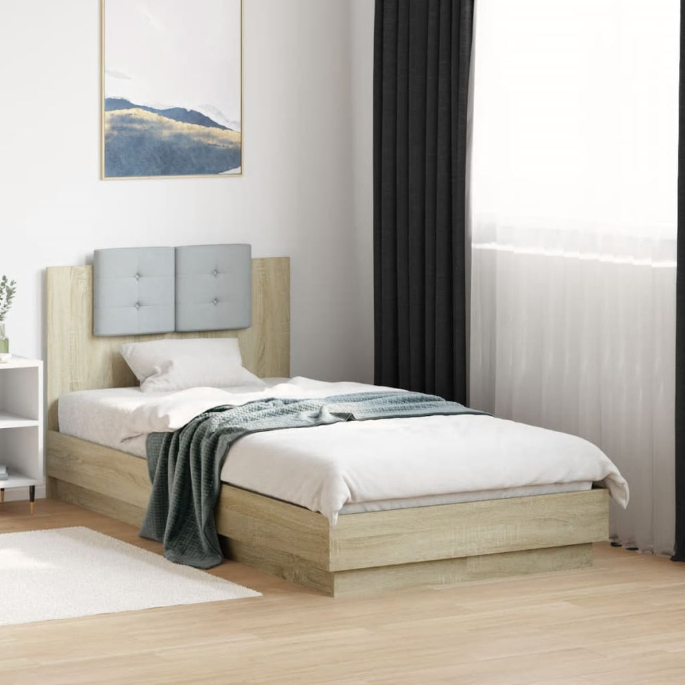 vidaXL Bed Frame with Headboard Sonoma Oak 75x190 cm Engineered Wood