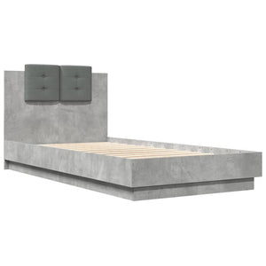 vidaXL Bed Frame with Headboard Concrete Grey 75x190 cm Engineered Wood