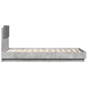 vidaXL Bed Frame with Headboard Concrete Grey 75x190 cm Engineered Wood