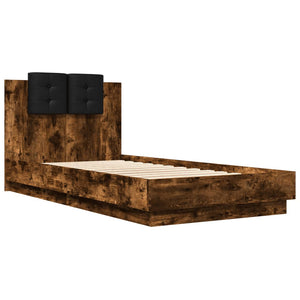vidaXL Bed Frame with Headboard Smoked Oak 75x190 cm Engineered Wood