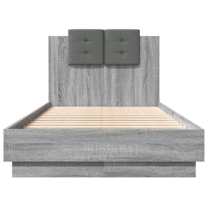 vidaXL Bed Frame with Headboard Sonoma Grey 75x190 cm Engineered Wood