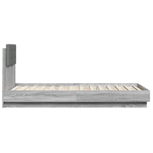 vidaXL Bed Frame with Headboard Sonoma Grey 75x190 cm Engineered Wood