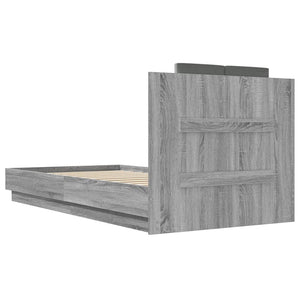 vidaXL Bed Frame with Headboard Sonoma Grey 75x190 cm Engineered Wood