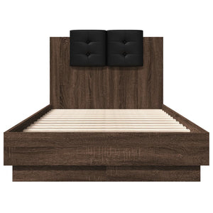 vidaXL Bed Frame with Headboard Brown Oak 75x190 cm Engineered Wood
