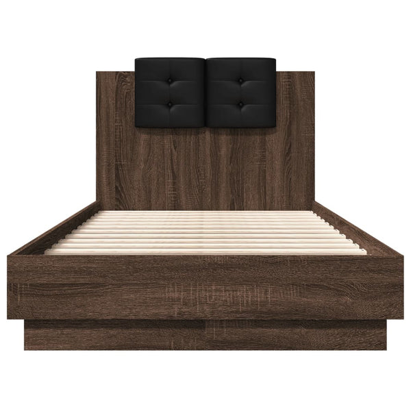 vidaXL Bed Frame with Headboard Brown Oak 75x190 cm Engineered Wood