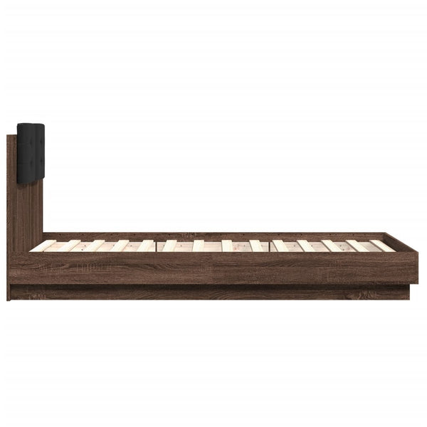 vidaXL Bed Frame with Headboard Brown Oak 75x190 cm Engineered Wood