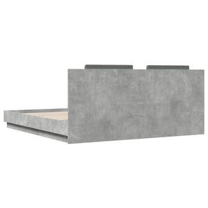 vidaXL Bed Frame with Headboard and LED Lights Concrete Grey 200x200 cm