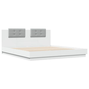 vidaXL Bed Frame with Headboard and LED Lights White 180x200 cm