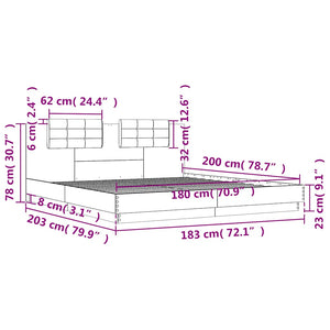 vidaXL Bed Frame with Headboard and LED Lights White 180x200 cm