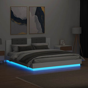vidaXL Bed Frame with Headboard and LED Lights White 180x200 cm