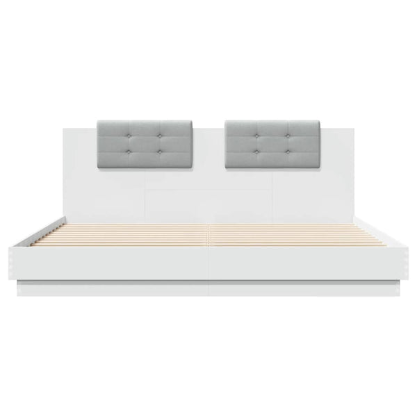 vidaXL Bed Frame with Headboard and LED Lights White 180x200 cm