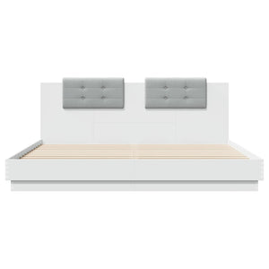 vidaXL Bed Frame with Headboard and LED Lights White 160x200 cm