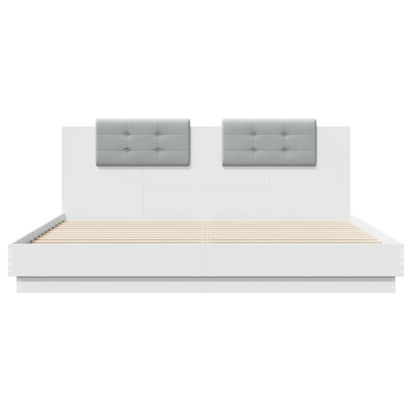 vidaXL Bed Frame with Headboard and LED Lights White 160x200 cm