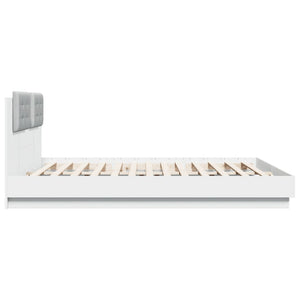 vidaXL Bed Frame with Headboard and LED Lights White 160x200 cm