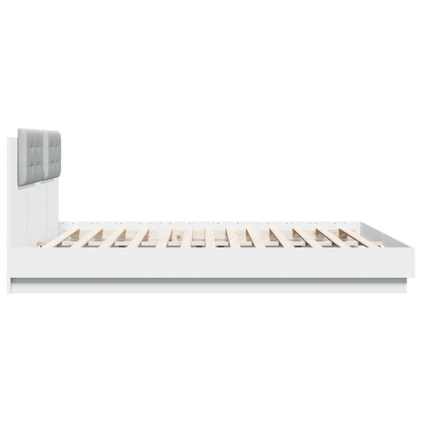 vidaXL Bed Frame with Headboard and LED Lights White 160x200 cm
