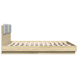 vidaXL Bed Frame with Headboard & LED Lights Sonoma Oak 160x200 cm