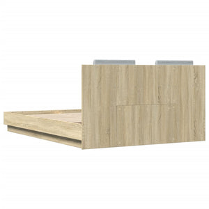 vidaXL Bed Frame with Headboard & LED Lights Sonoma Oak 150x200 cm